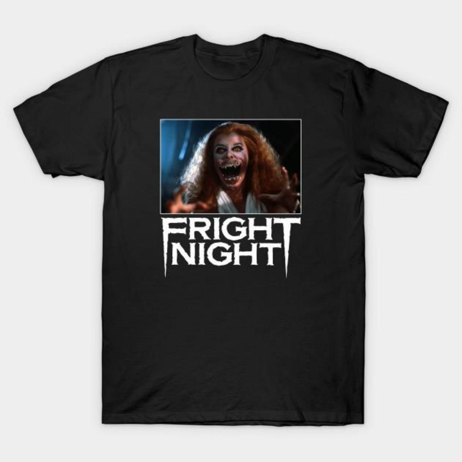 Men Black Print T-shirt Fright Night No-Cut Transfer Paper Print Cotton Tshirt S чёрный