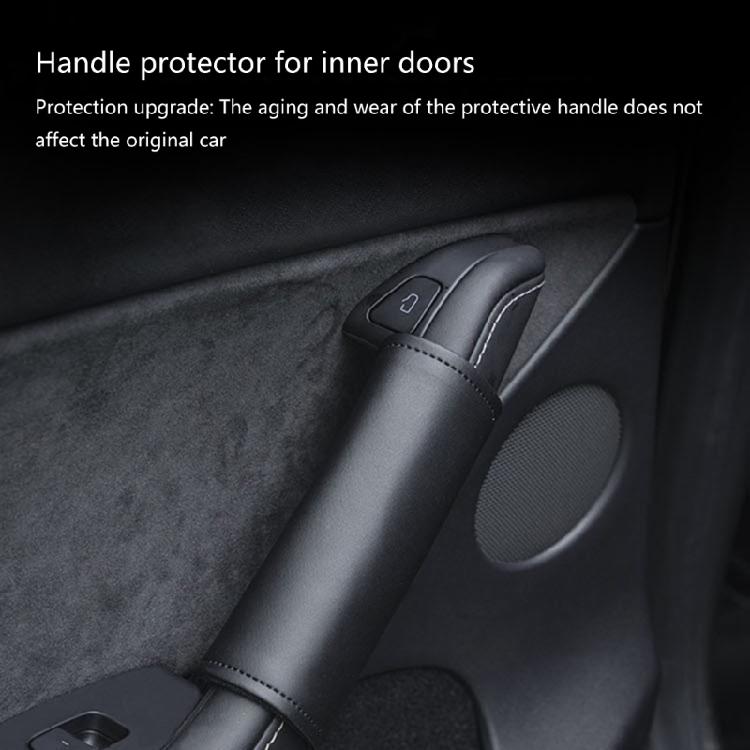 Car Interior Door Handle Cover Leather Armrest Handle Protectors For