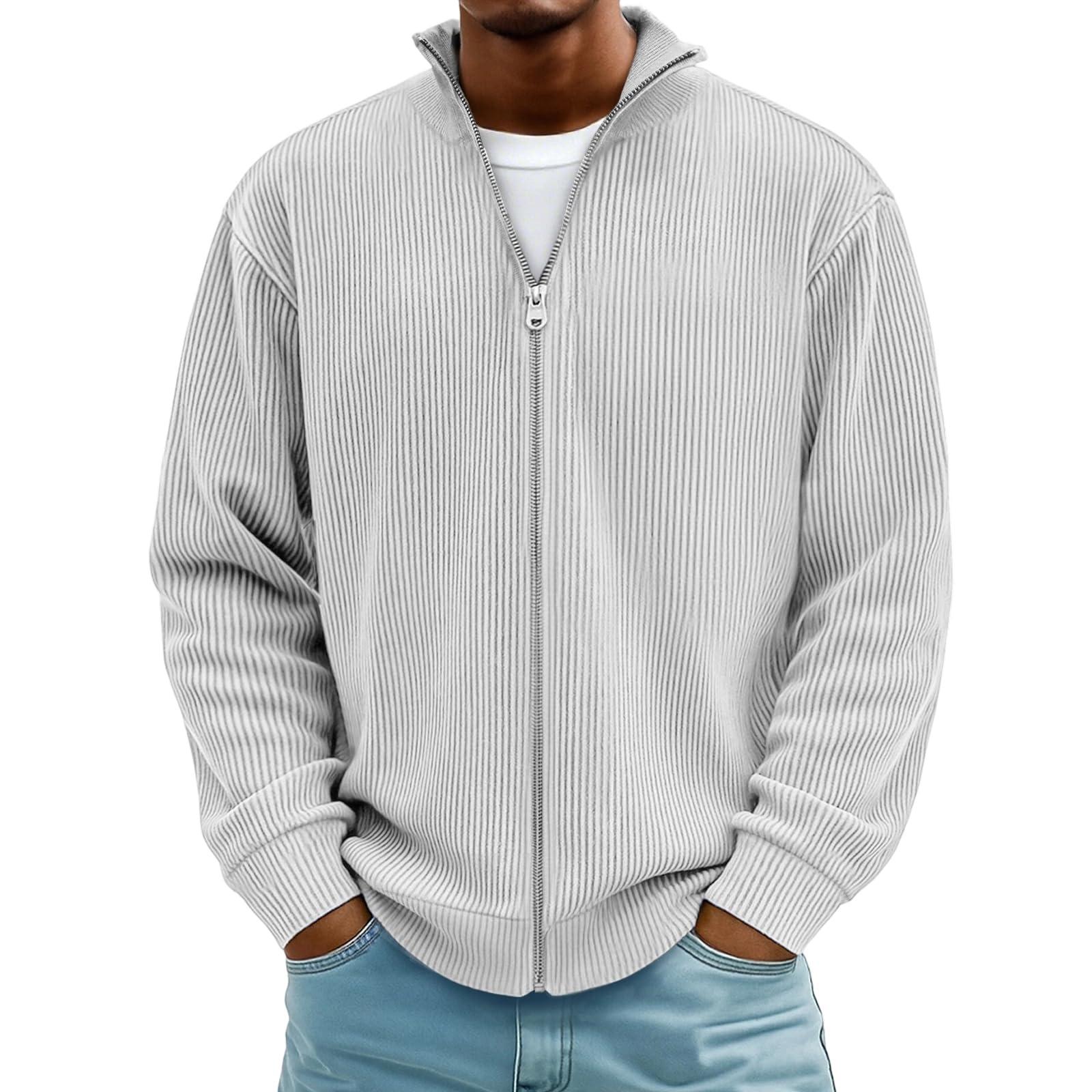 

Men s Long-Sleeve Zip-Up Stand Collar Stylish Casual Shirt For Daily & Outing Wear XL білий