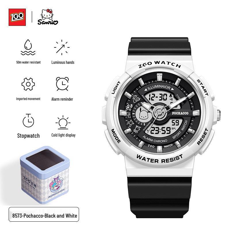 Sanrio Luminous Waterproof Dual Display Sports Watch for Junior High Girls & Boys