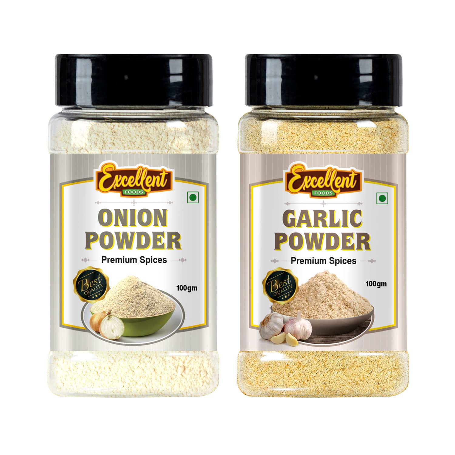 Excellent Foods - Onion & Garlic Powder Combo, 100g x 2 (Pack of 2)