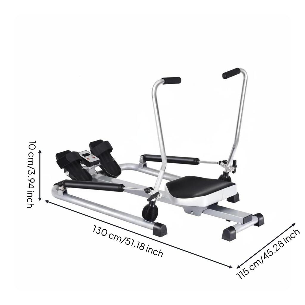 Foldable Hydraulic Rowing Machine Foot Straps Rower Full-Body Fitness