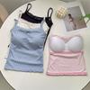 Summer Print Crop Tops for Women Bow Lace Camisole Sexy Backless Vest with Padded Basic Tank Top Style Y2K Streetwear