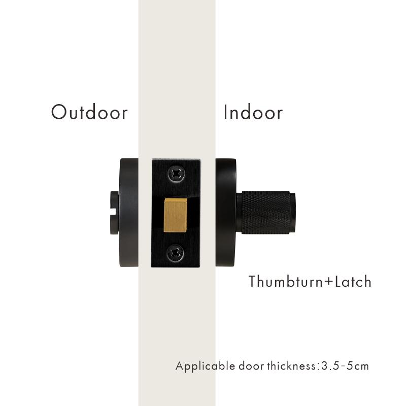 DOOROOM Brass Knurled Thumb Turn Key Latch Lever Handle Cylinder Key Escutcheon Passage Room Lock
