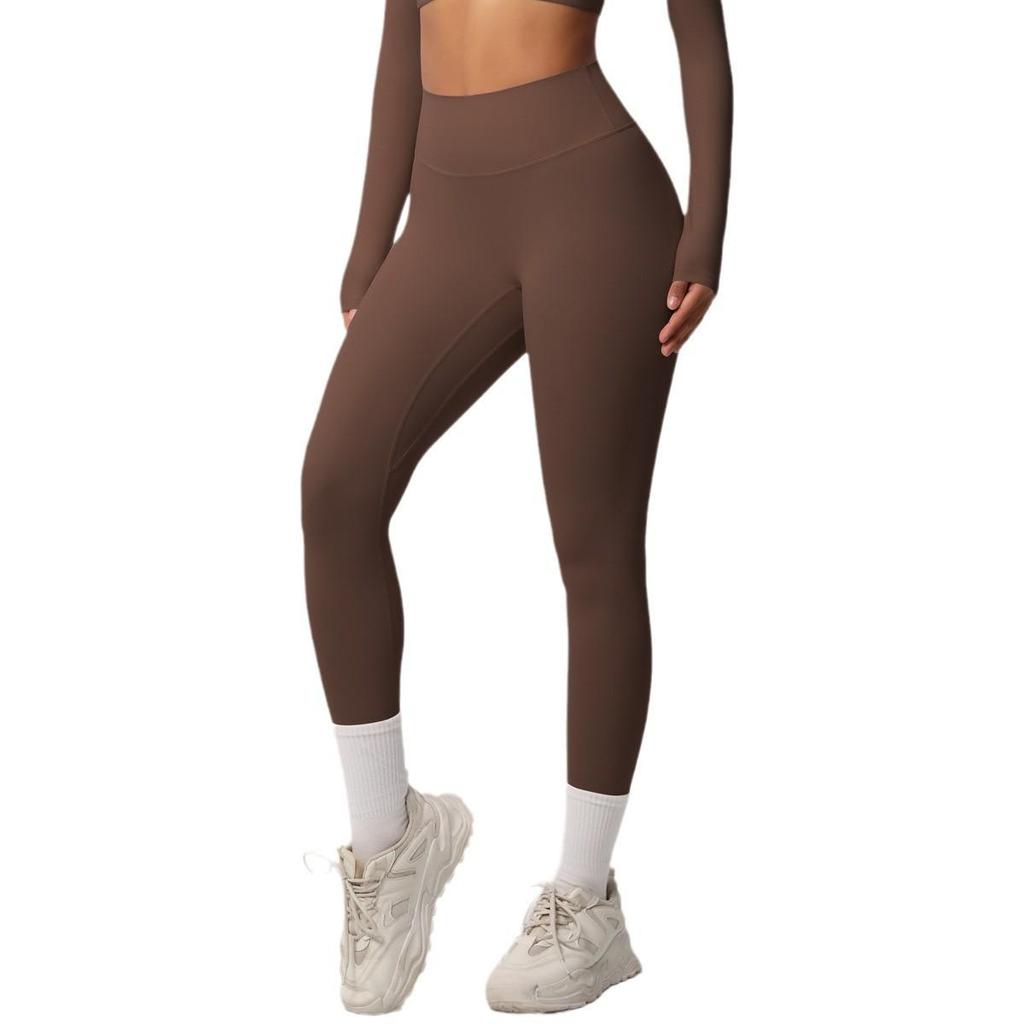 High-Waist Quick-Dry Double-Sided Brushed Yoga Pants for Running and Fitness Moisture-Wicking Athletic Tights