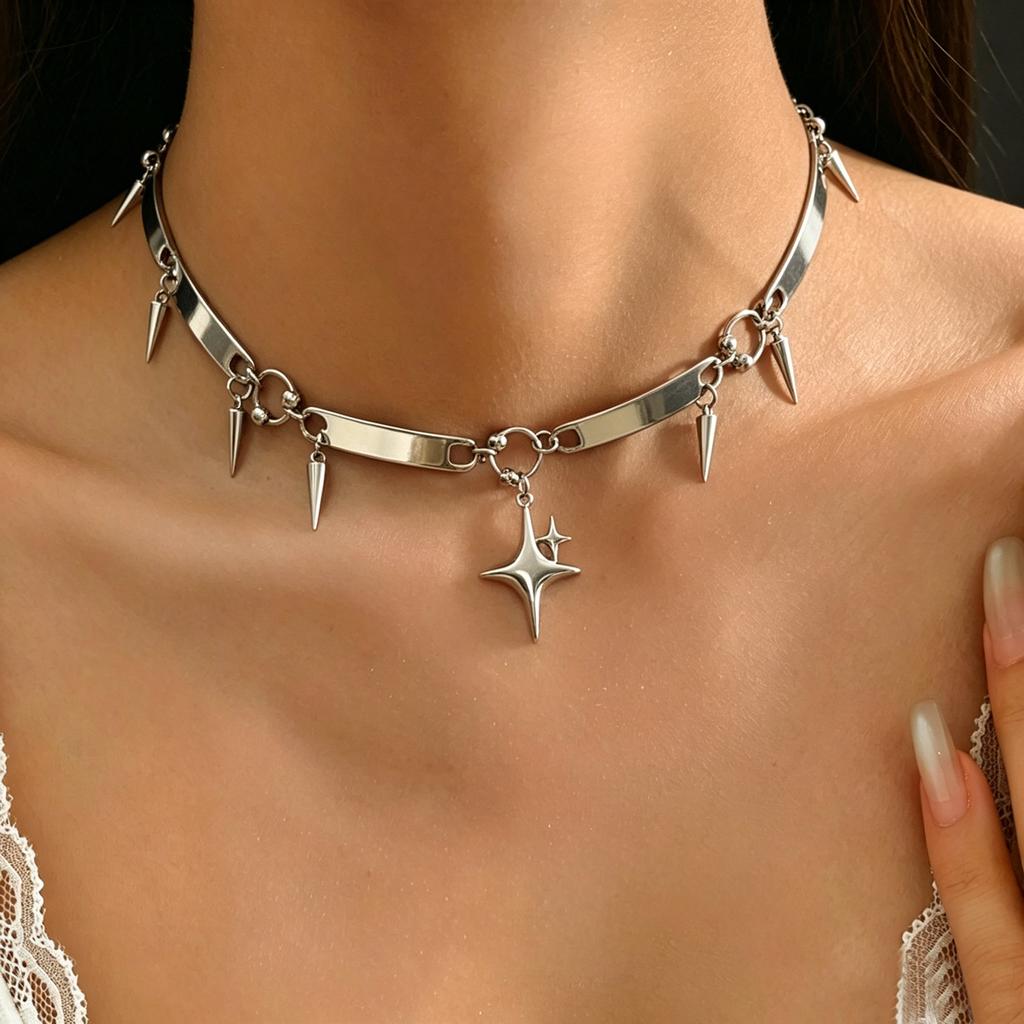 Niche Rivet Star Hip Hop Punk Necklace Stackable Street Shoot Party Cross-border Sweet Cool Girl Fashion Accessories