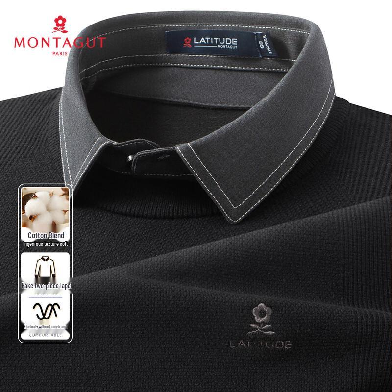 

MONTAGUT Men s Faux Two-Piece Waffle Knit Sweater XL