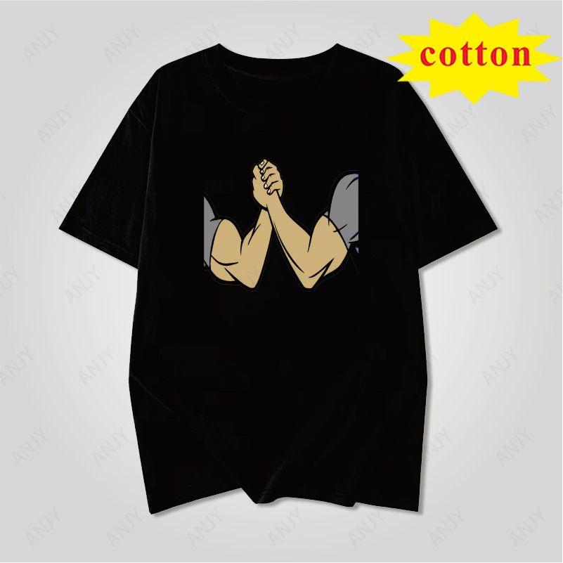 Simple Unity Handshake Printed Tshirt Versatile Basic Summer Unisex Top