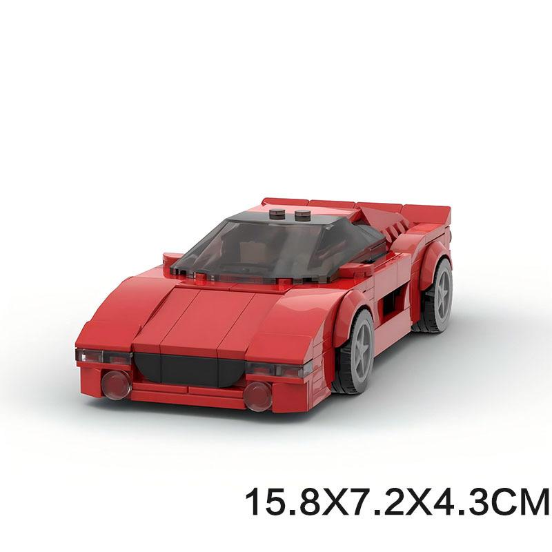 MOC Building Blocks Red Racing Car Model 8-Grid Vehicle DIY Assembly Bricks Educational Toy For Boys