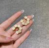 Imitation Pearl Flower C-Shaped Drop Earrings for Women Korean Style Simple Wedding Zircon Trend Creative Accessories