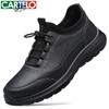 CARTELO Men's Leather Shoes, Summer Cowhide Breathable Men's Sandals, Soft-Soled Sports Casual Shoes, 5207 Black, Size 45