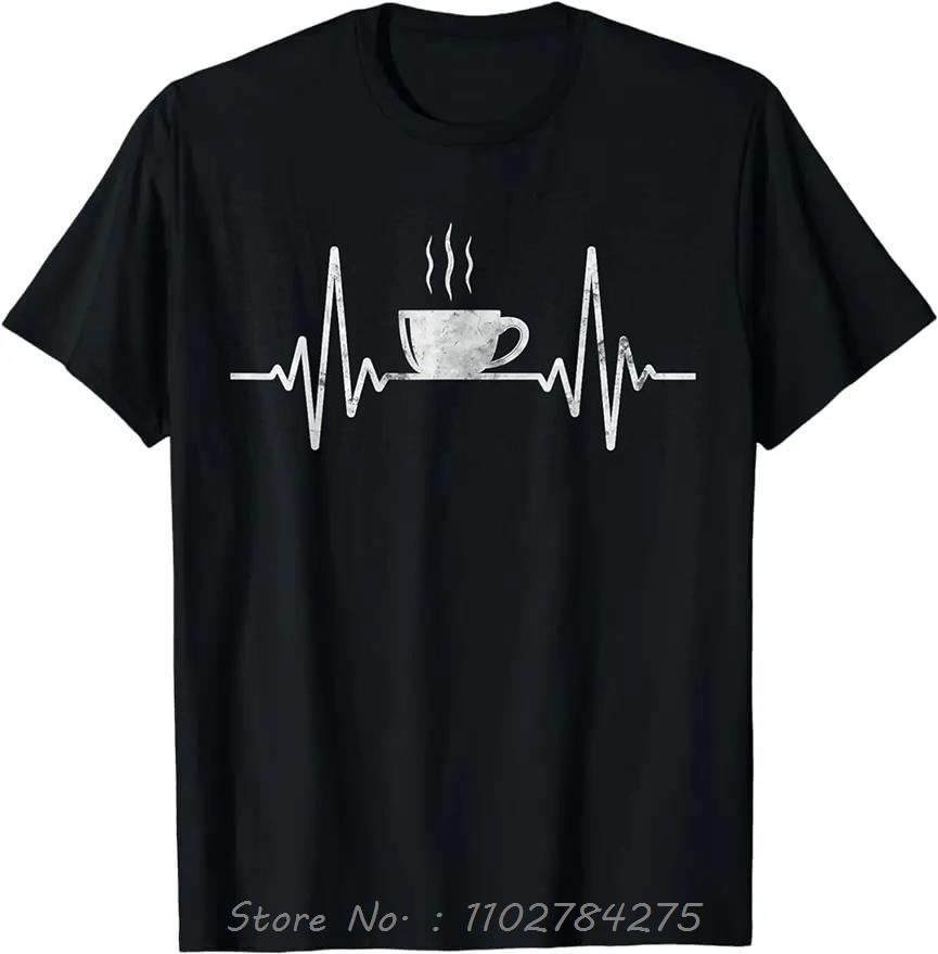 

Funny Heartbeat Coffee Men s Clothing Cup Frequency Oversized T-shirt Ropa Mujer Camisetas Cotton Tshirt Fashion Fitness T Shirt 4XL