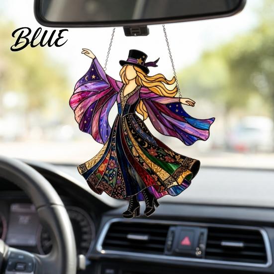Spinner for Car Mirror Decor Dancing Lady Sun Catcher, Handmade Stained Glass Wind Spinner, Patio Hanging Decoration Boho Sunlight Catcher Window