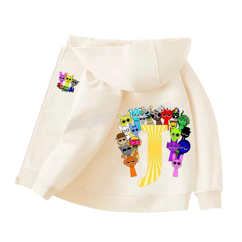 Kids Clothing Gift Child Cardigan Jacket Anime Cartoon A-Z Letter Windbreaker Hooded Girl Clothes Casual Thin Tops Coat
