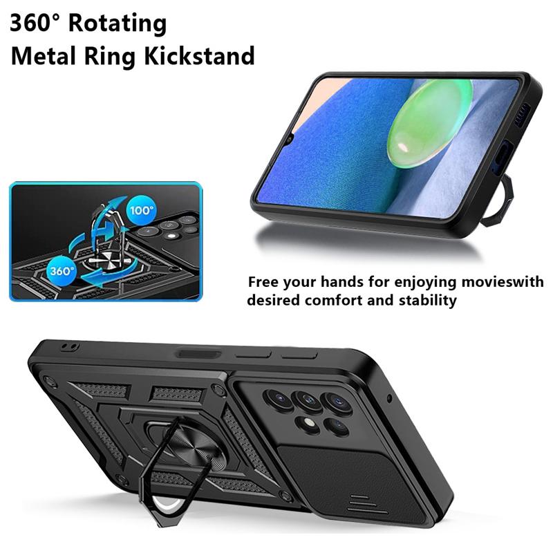 Slide Camera Lens Case for Samsung Galaxy A33 A53 A73 A13 A22 A12 S21 S22 Honor 50 Redmi Note 11 10 10C iPhone 13 12 11 Pro Max Shockproof Armor Cover