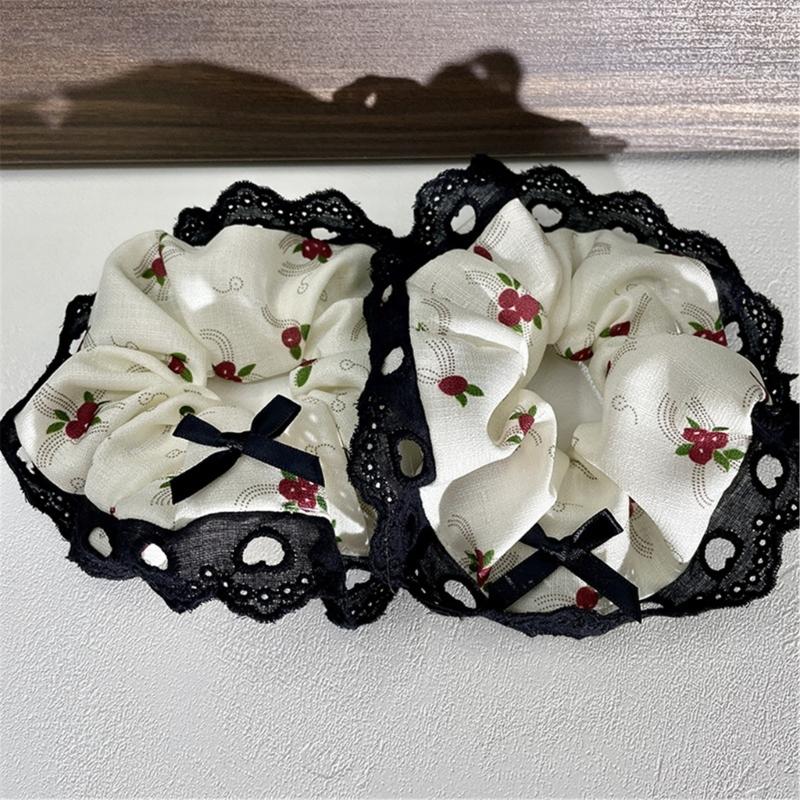 Elaborate Lacework Hair Tie for Women Hair Rings Bows Scrunchies Black