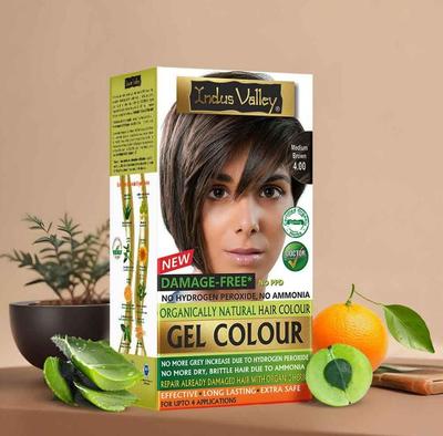 Natural Hair Colour | Damage Free Gel Hair Color For Women & Men | MEDIUM BROWN- 220ML