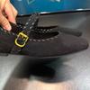 Velvet Leather Mary Janes Women's oes Spring Autumn Season Retro Sle Flat Bot Highened Single oes Soft Square Head