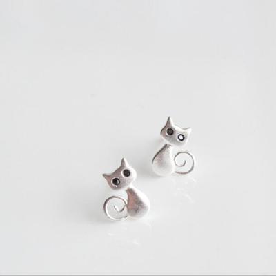Exquisite Tier 925 Sterling Silber Schmuck Mode Nette Katze Ziehen Anti-Allergie Persönlichkeit Weibliche Ohrringe Se41