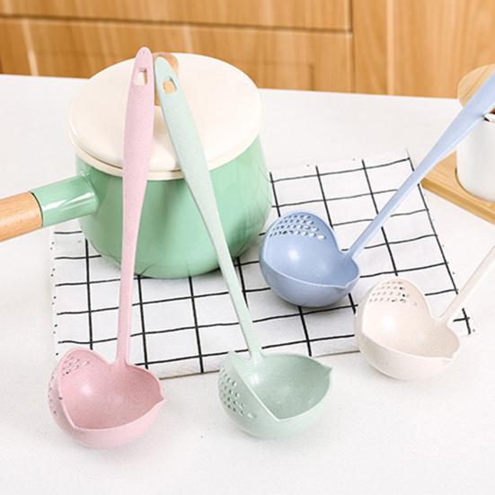 2-In-1 Long Handle Soup Ladle with Strainer Soup Spoon Essential Kitchen Tool for Cooking