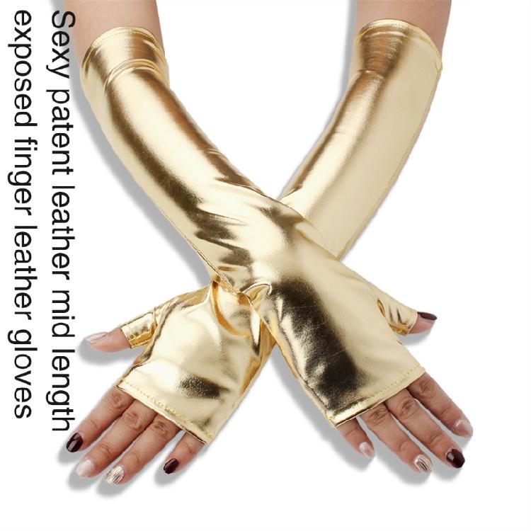 Nachtclubhandschuhe für Frauen und Mädchen Halbfinger Metallic-Handschuhe Partyzubehör