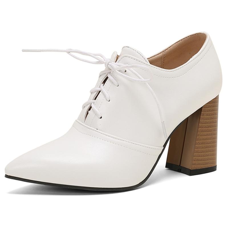 

Модные винтажные туфли на высоком каблуке, туфли-лоферы, красные, черные, женские, на каблуке, со шнуровкой, для офиса, вечеринки, свадьбы, большой размер 50 46 белый