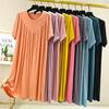Women's Plus Size A-line Loose Modal Summer Dress with Pleated Hem