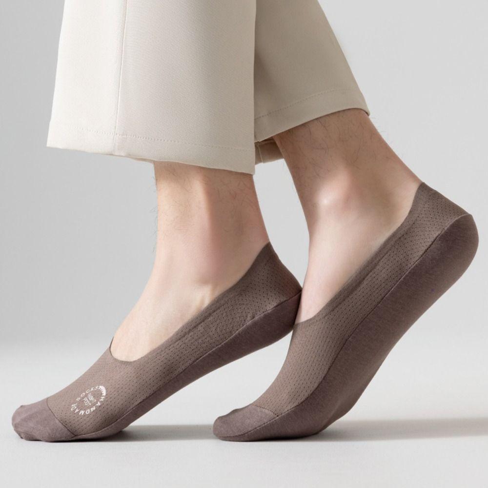 7Pairs Mesh Men's Invisible Short Socks Solid Color Summer Thin Socks Ice Silk Boat Socks  Male