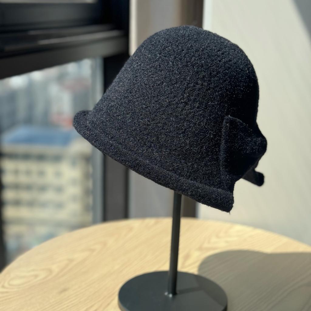 New Korean Style Slit Bow Fisherman Hat for Women Autumn and Winter Warm Basin Hat Fashionable and Versatile Ponytail Hat