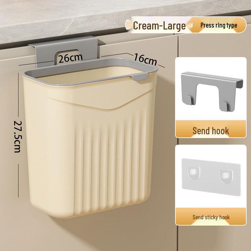 Wall-Mounted Flip-Top Kitchen & Bathroom Trash Can - Punch-Free Hanging Waste Basket