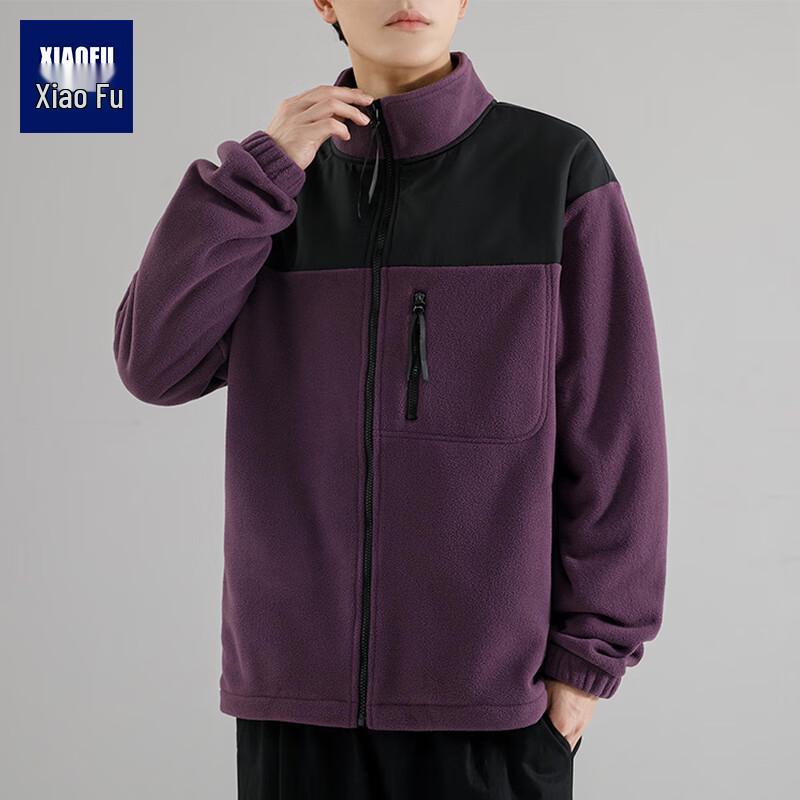 

Men s Plus Size Warm Fleece Stand-Up Collar Jacket L