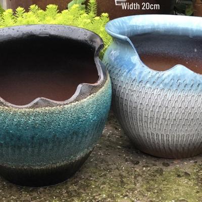 Large Opening Handmade Coarse Pottery Flower Pot - Zisha Ceramic for Succulents and Green Radish In Cut-Edge Design