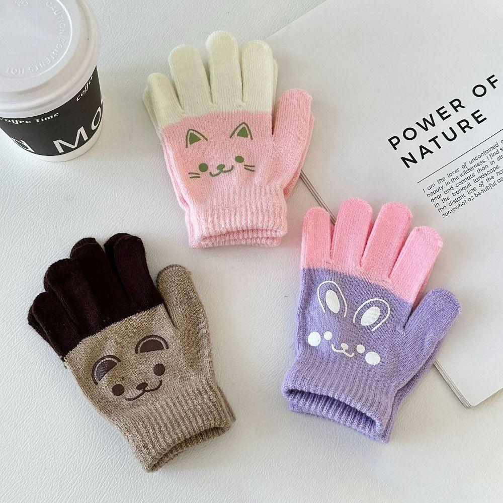 Gestrickte Strickhandschuhe Winter Warm Vollfingerhandschuhe für 4-8 Jahre Alte Baby Jungen Mädchen