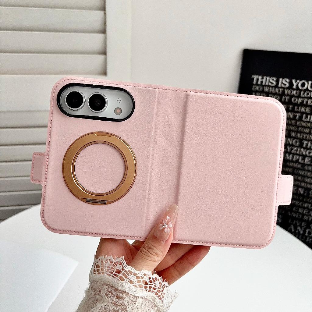 360°Rotating For Magsafe Magnetic Kickstand Phone Case for iPhone Duo Bracket Hinge Protection Wallet Card Slot Holder Cover