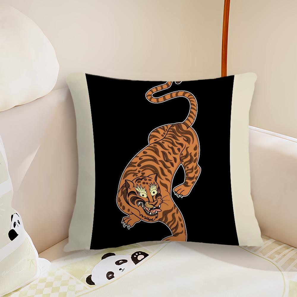 Fashion Animal Style Tiger Cushion Cover Pillow Case Plush Fabric Soft Double Sided Print Sofa Cushion Cover Throw Pillow Covers