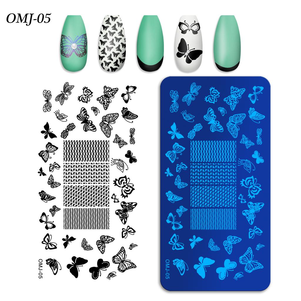 Nail Art Printing Template Christmas Tree Butterfly Printing Steel Plate Square Template Om-J