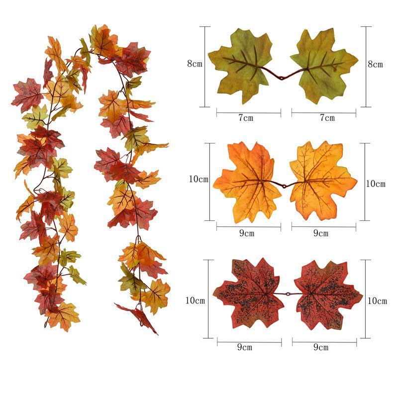 Artificial Autumn Fall Maple Leaves Garland For Home Party Decoration Vibrant Colors 175cm Long