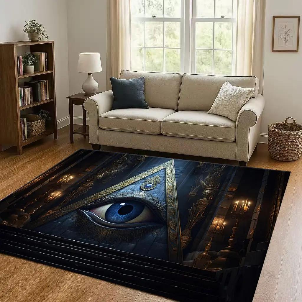HD Freemasonry All Seeing Eye Symbol Evil Eye Living Room Non-Slip Area Rug Carpet for Bedroom Playroom Sofa,Home Decor Doormat