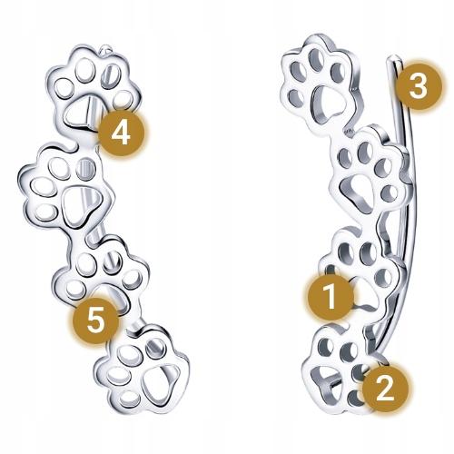 Delicate S925 Earrings With Dog And Cat Paw Prints, Animal