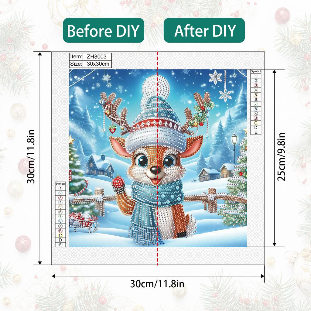Winter Animals 5D DIY Diamond Art Painting Kits for Home Wall Decor Diamond Art Kits DIY Gem Art Diamond Painting Kits 30x30cm