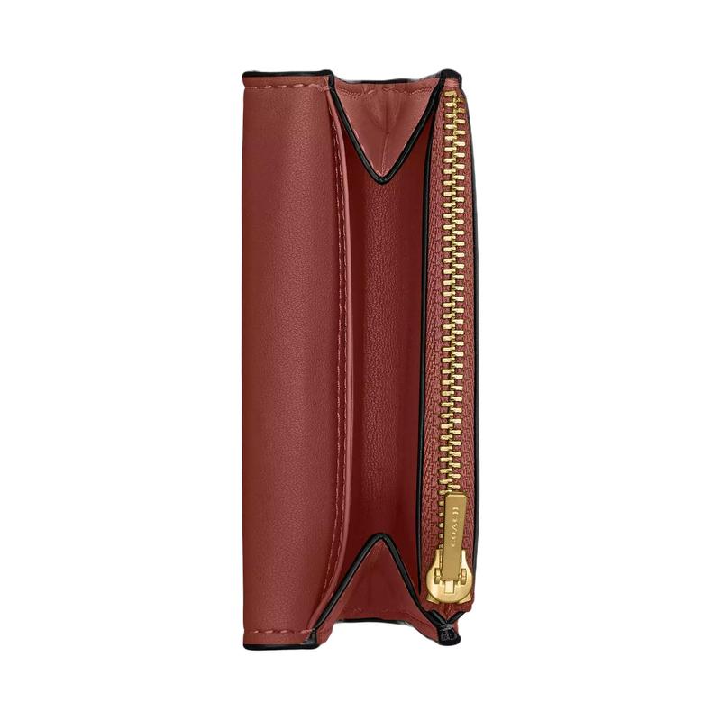 Coach Essential Etter Engraved Metal Accessories Calfskin Card Holder Women's Dark Peach Dark Peach Color