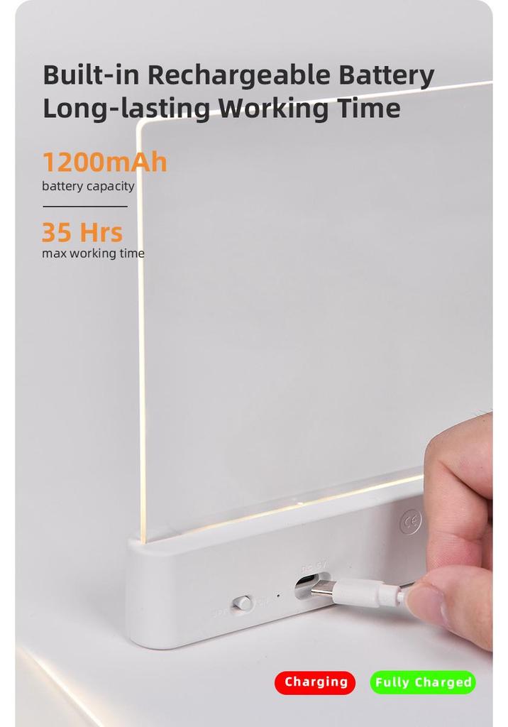 Rechargeable LED Flat Reading Lamp F17 - Portable Dormitory Bedroom Night Light