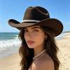 European and American Style Woolen Pearl Accessories Cowboy Hat Woolen Pearl Cowboy Hat Autumn and Winter Cowboy Hat Grassland Knight Hat