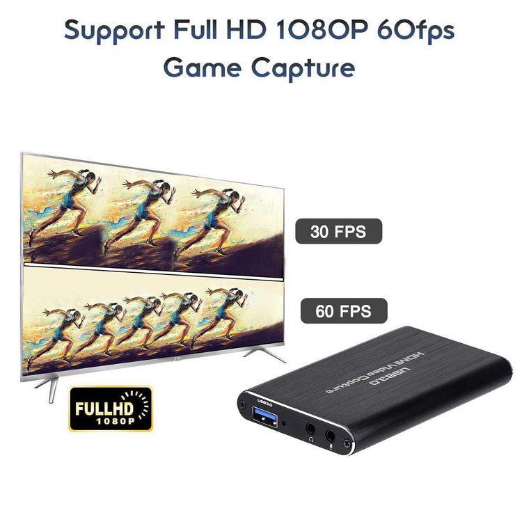 4K UHD USB 3.0 To HDMI Capture Card for Video, Game Streaming, and Recording