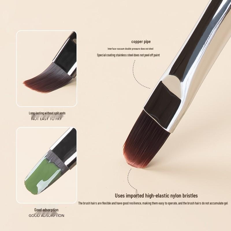 Premium Nail Art Gel Brush with Japanese Sandalwood Handle - Round & Flat Heads
