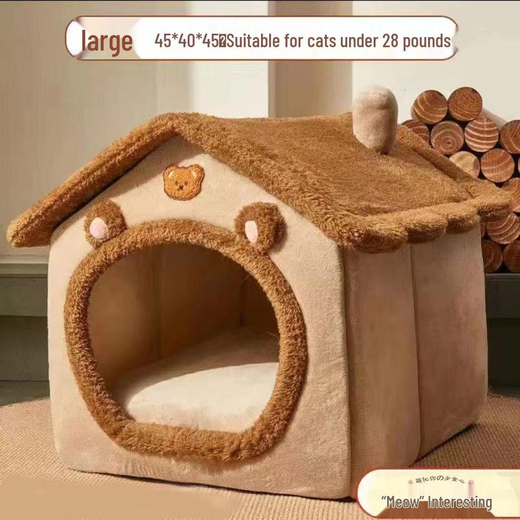 Four Seasons Universal Dog Bed: Washable, Warm, Large, Pet House-Shaped Bed for Dogs and Cats.