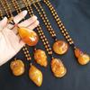 Винтаж Кулон Смола Женщины Шея Украшение Свитер Ювелирные изделия Ожерелье Деревянные бусины Имитация Пчелиный воск Ожерелье