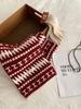 Fair Isle Wool-Blend Knitted Christmas Scarf for Men & Women - Warm, Cold-Proof, High-End Snood for Autumn/Winter