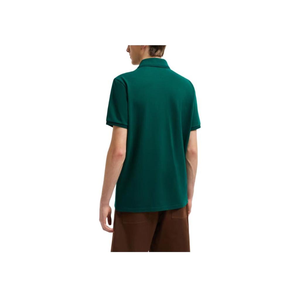 Moncler Logo Patch Fitted Short Sleeve Polo Shirt Men Polo Shirts Green J20918A0000984556875