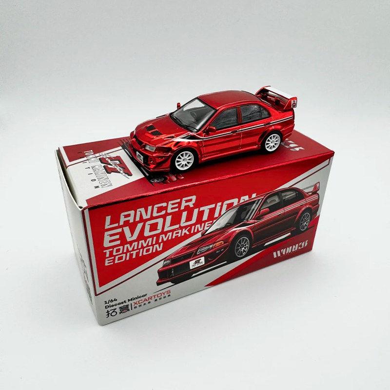 

New Xcartoys Hec Limited 1:64 Mitsubishi Lancer Evo 6 Chrome Red Jdm Sports Car Alloy Diecast Model Collection And Hobby Display